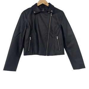 Missguided Ultimate PU Biker Jacket  Feminism is for Everybody Print  Size 6